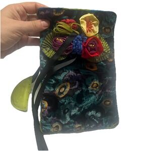 Goody Goody California Travel Jewelry Roll Velvet Zippered Pocket Boho Floral